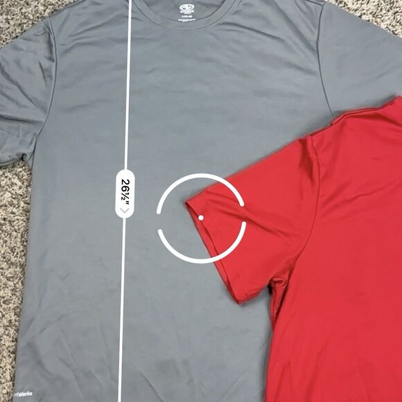 Athletic Works DriWorks Knit Shirt Mens Sz L /XL Gray Red Short Sleeve Crew Neck - Picture 14 of 15